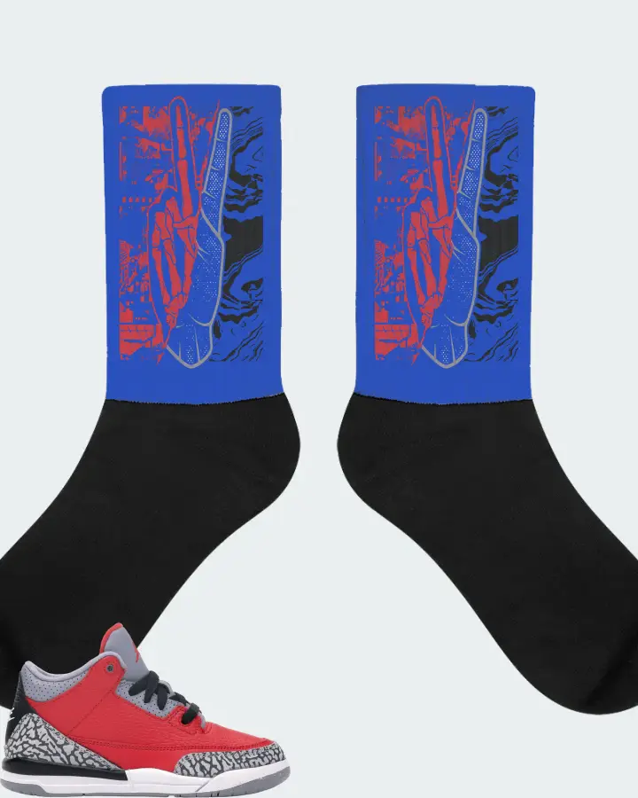 Jordan 3 Retro Sneaker Matching Royal Blue Socks - Peace of mind