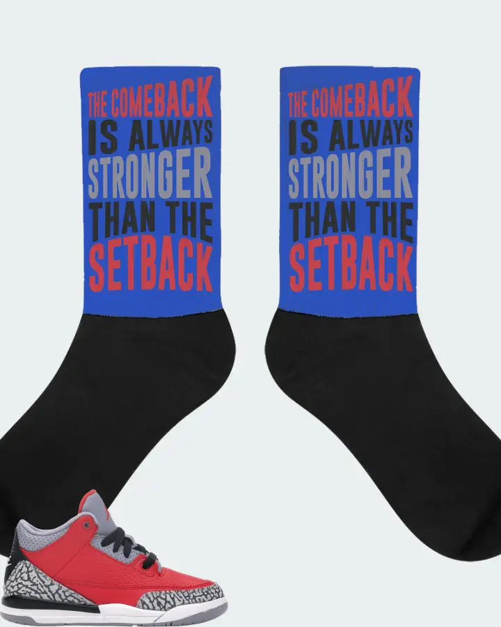 Jordan 3 Retro Sneaker Matching Royal Blue Socks - The Comeback