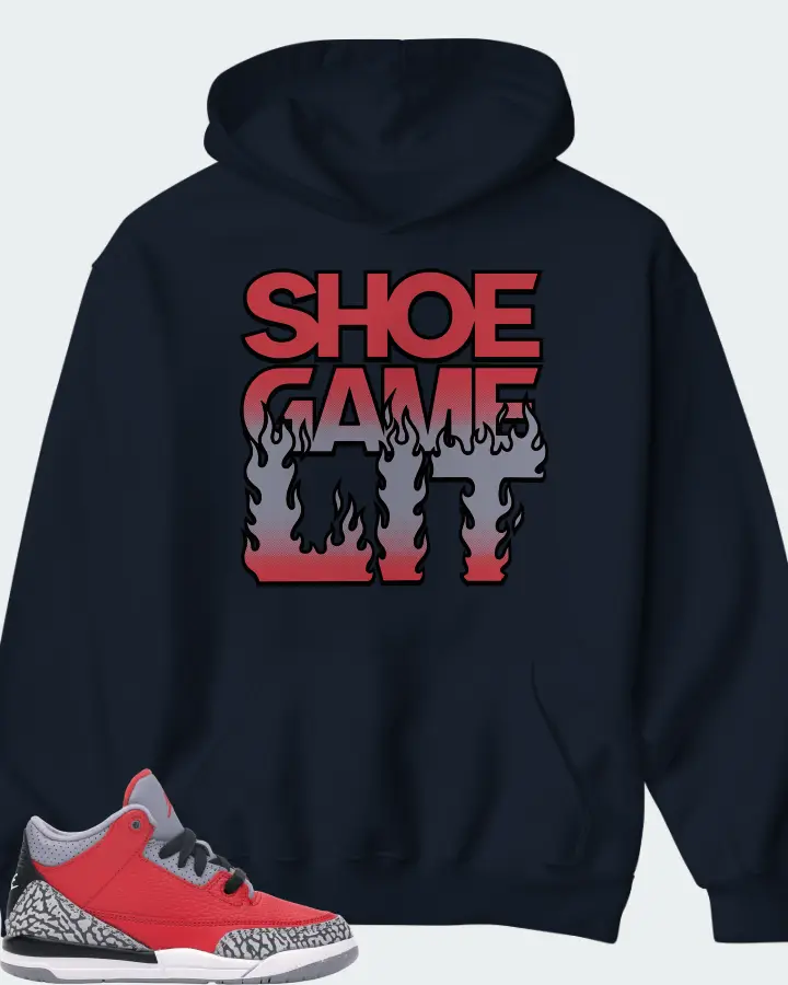 Jordan 3 Retro Sneaker Matching Navy Hoodie - Shoe Game Lit Refreshed
