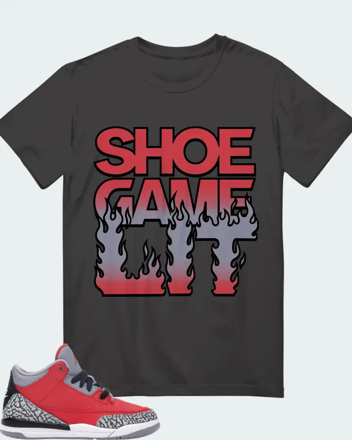 Jordan 3 Retro Sneaker Matching Dark Grey Gildan T-Shirt - Shoe Game Lit Refreshed