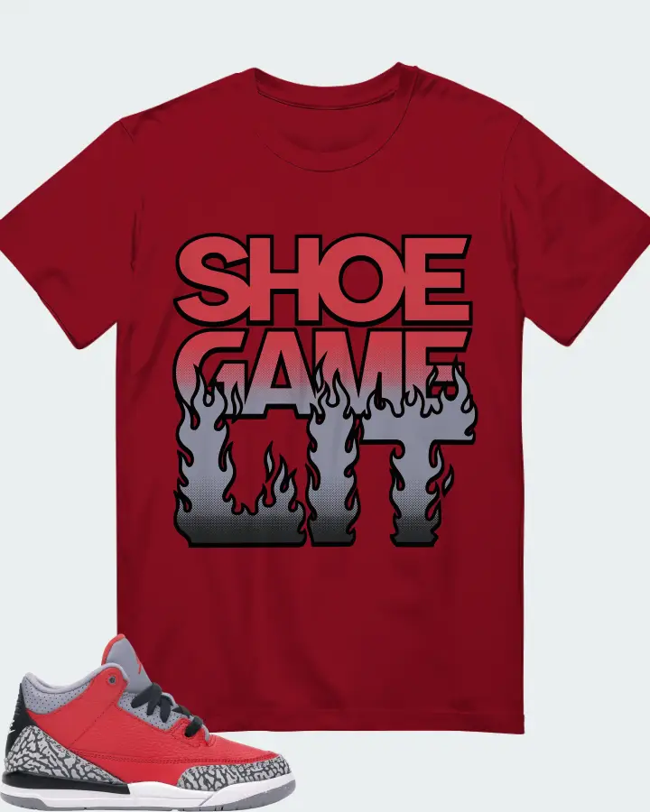 Jordan 3 Retro Sneaker Matching Cardinal T-Shirt - Shoe Game Lit Refreshed