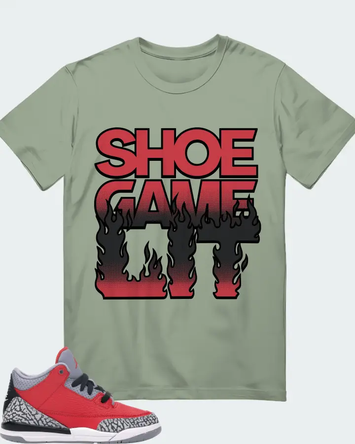 Jordan 3 Retro Sneaker Matching Sage T-Shirt - Shoe Game Lit Refreshed