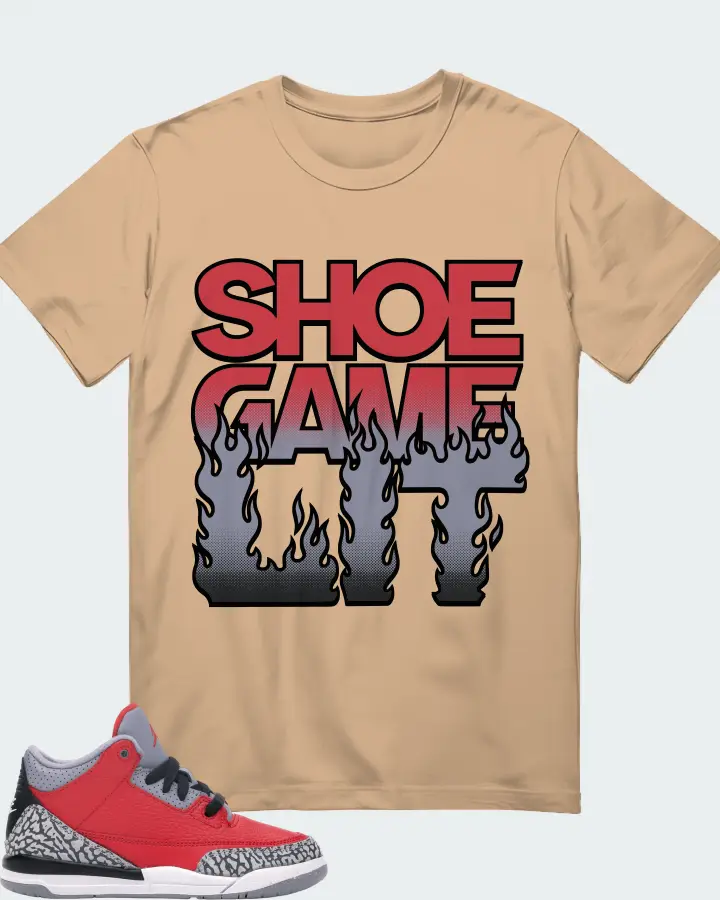 Jordan 3 Retro Sneaker Matching Tan T-Shirt - Shoe Game Lit Refreshed