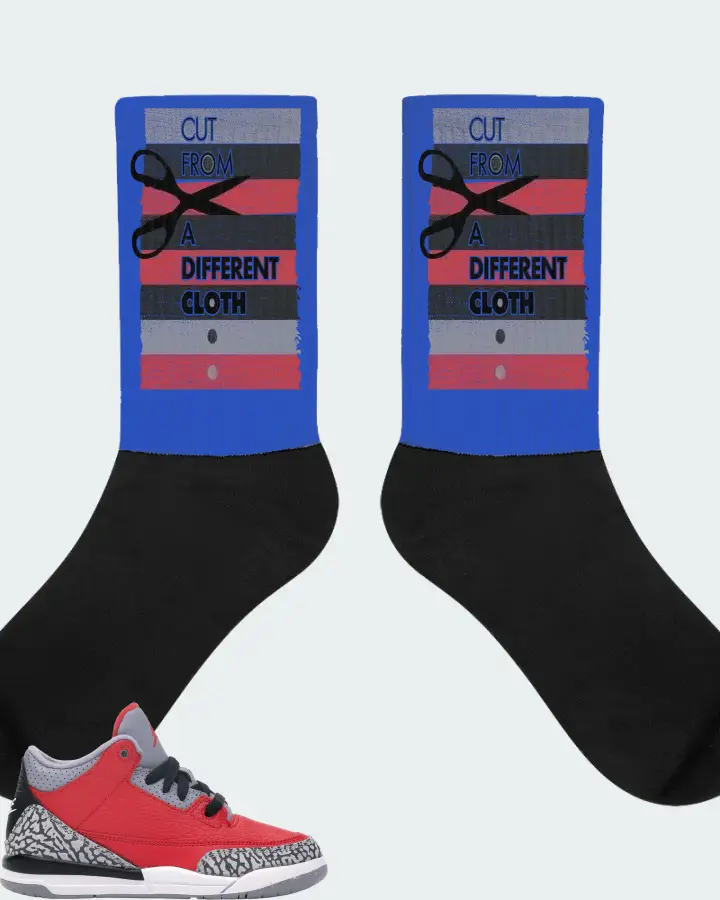 Jordan 3 Retro Sneaker Matching Royal Blue Socks - Cut From a Different Cloth