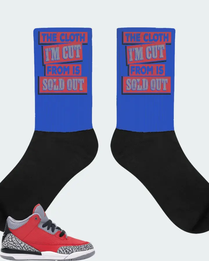 Jordan 3 Retro Sneaker Matching Royal Blue Socks - The Cloth I'm Cut From Refreshed