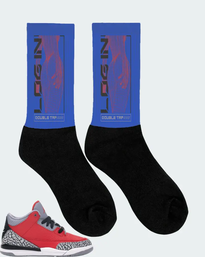Jordan 3 Retro Sneaker Matching Royal Blue Socks (LOGIN) - View 2