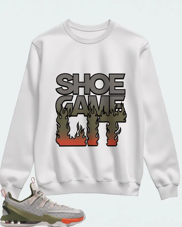 Nike LeBron 13 Low Sneaker Matching White Sweatshirt - Shoe Game Lit Refreshed