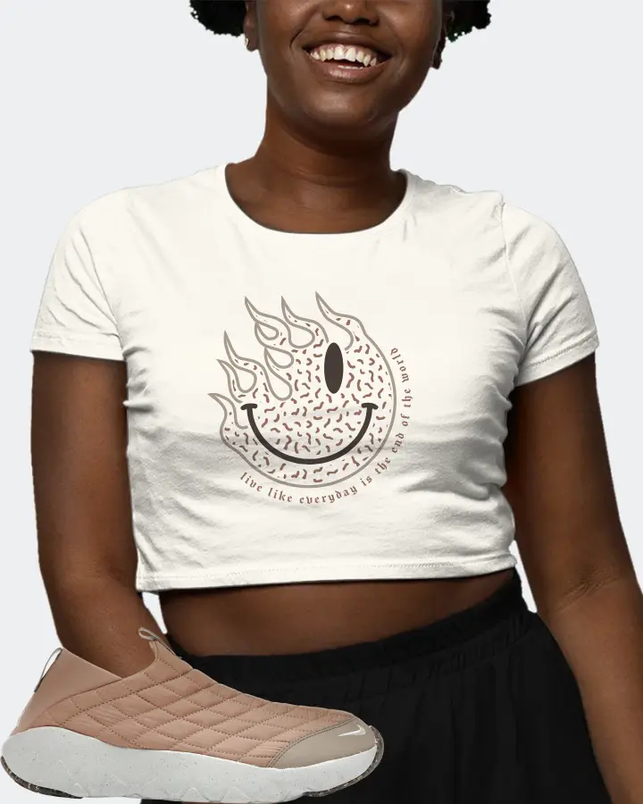 Nike ACG Moc 3.5 Sneaker Matching Ecru White Crop Top (Keep Smiling) - View 3