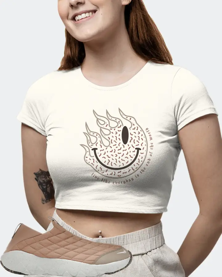 Nike ACG Moc 3.5 Sneaker Matching Ecru White Crop Top (Keep Smiling) - View 6
