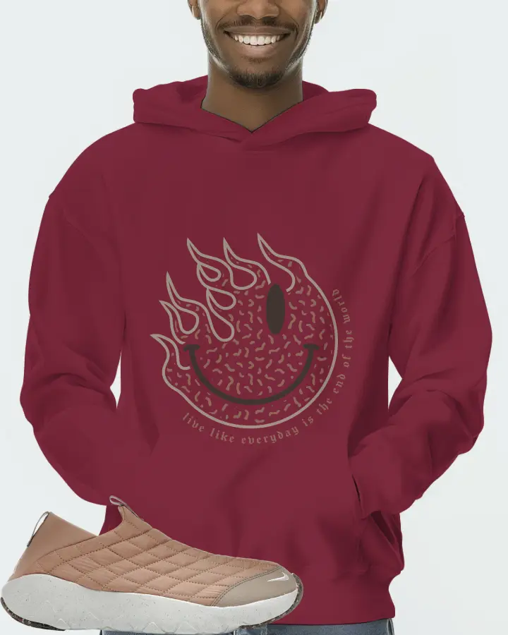 Nike ACG Moc 3.5 Sneaker Matching Maroon Hoodie (Keep Smiling) - View 2