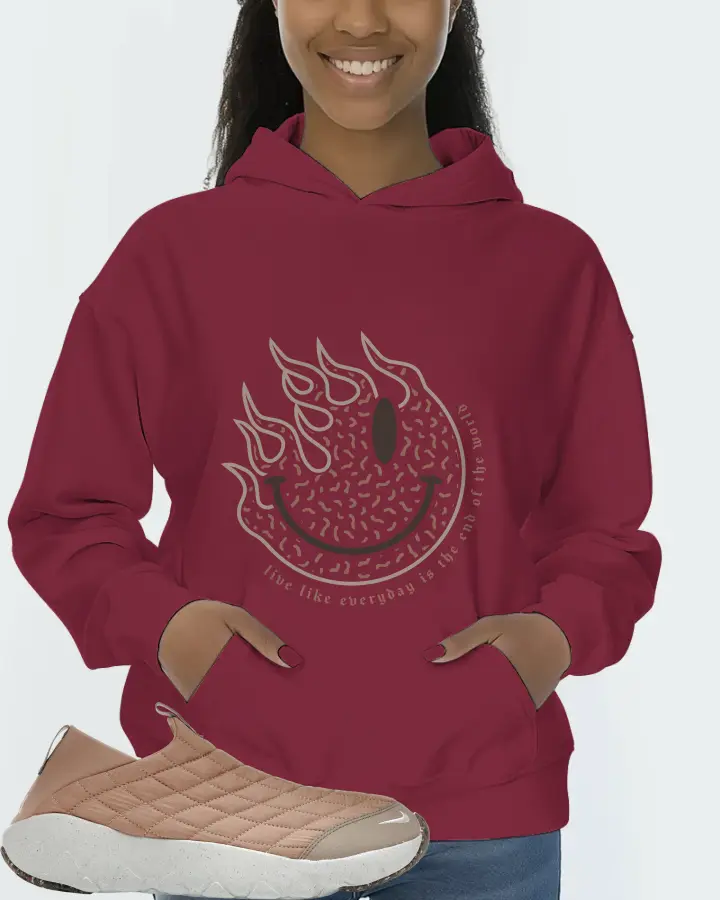 Nike ACG Moc 3.5 Sneaker Matching Maroon Hoodie (Keep Smiling) - View 3