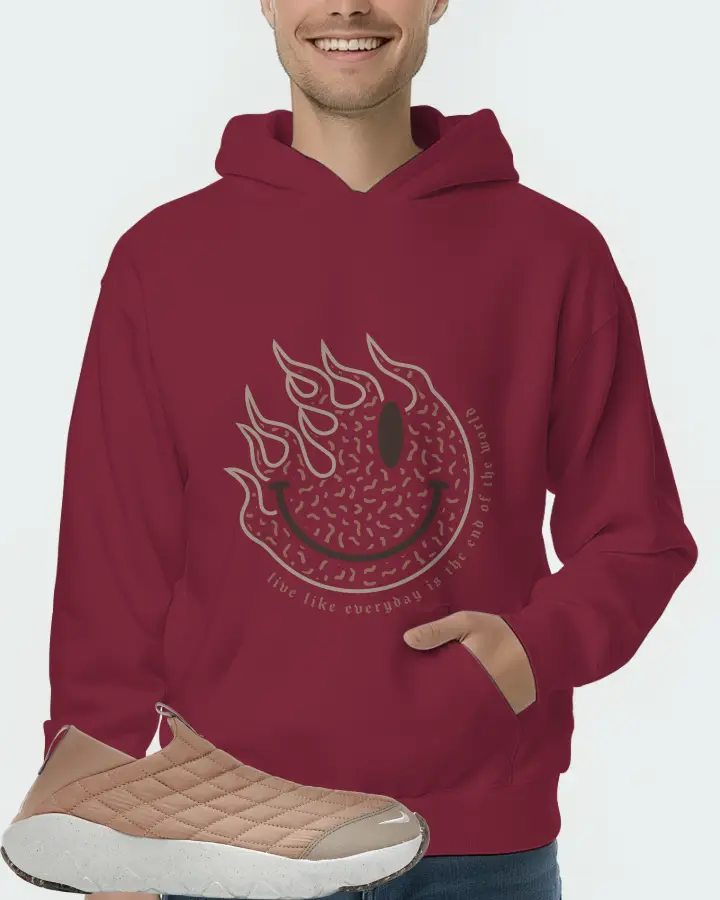 Nike ACG Moc 3.5 Sneaker Matching Maroon Hoodie (Keep Smiling) - View 4