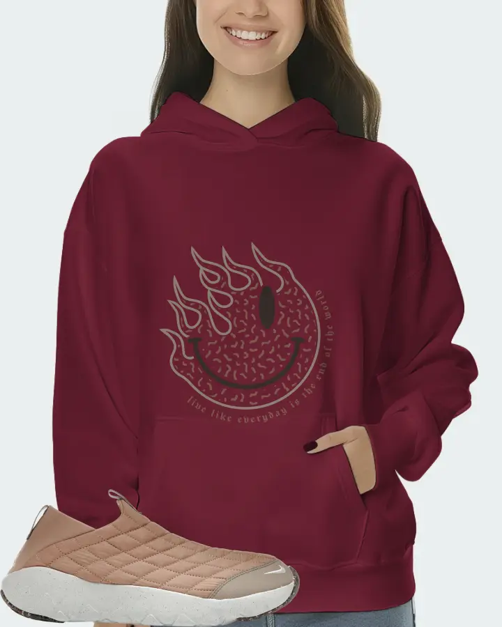 Nike ACG Moc 3.5 Sneaker Matching Maroon Hoodie (Keep Smiling) - View 5