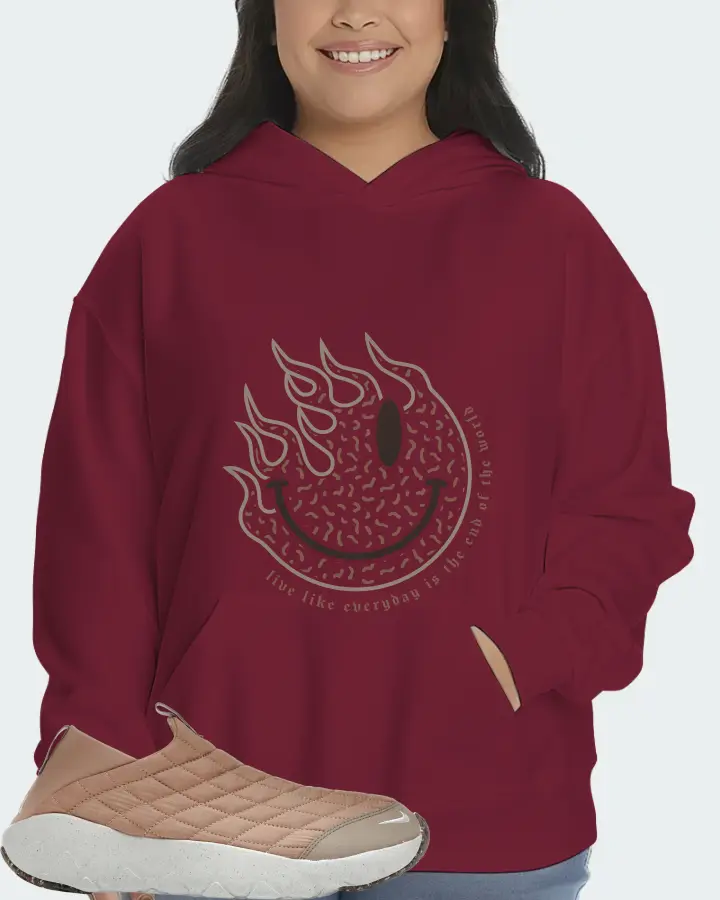 Nike ACG Moc 3.5 Sneaker Matching Maroon Hoodie (Keep Smiling) - View 7