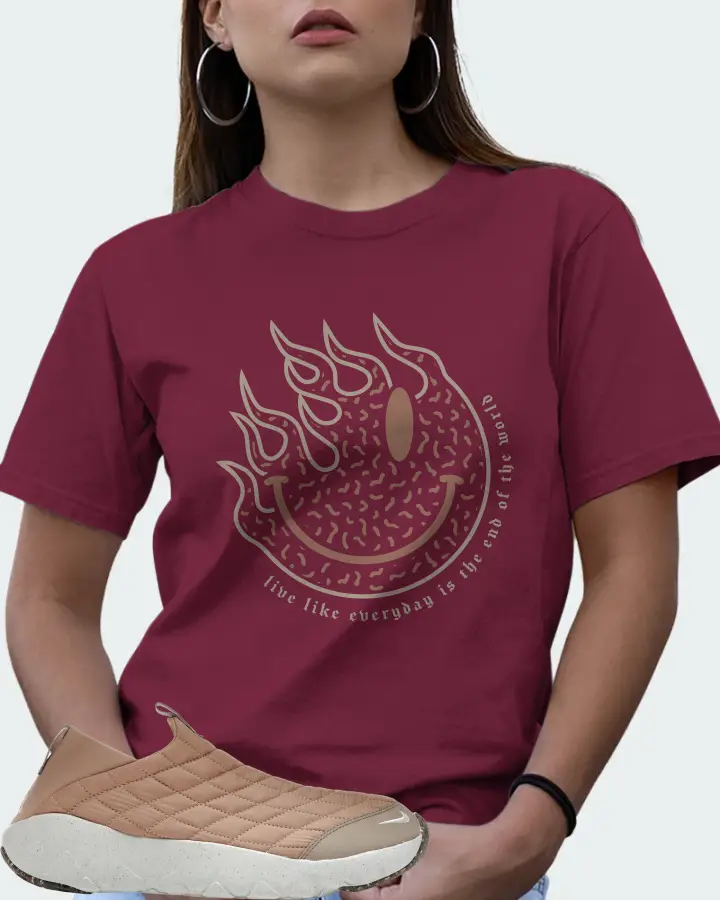 Nike ACG Moc 3.5 Sneaker Matching Maroon T-Shirt (Keep Smiling) - View 7