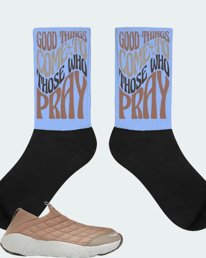 Nike ACG Moc 3.5 Sneaker Matching Carolina Blue Socks - Good Things Come To Those Who Pray