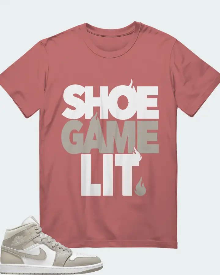 Jordan 1 Mid Sneaker Matching Mauve T-Shirt - Shoe Game Lit Classic
