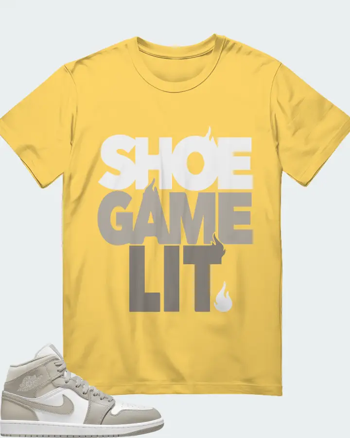 Jordan 1 Mid Sneaker Matching Yellow T-Shirt - Shoe Game Lit Classic