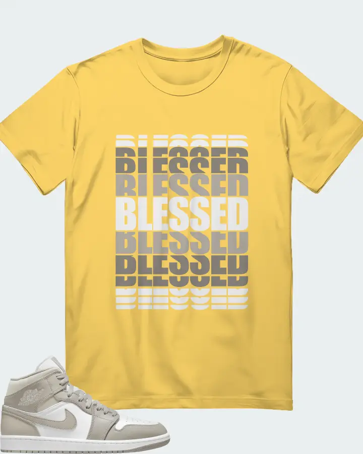 Jordan 1 Mid Sneaker Matching Yellow T-Shirt - BLESSED Many Times