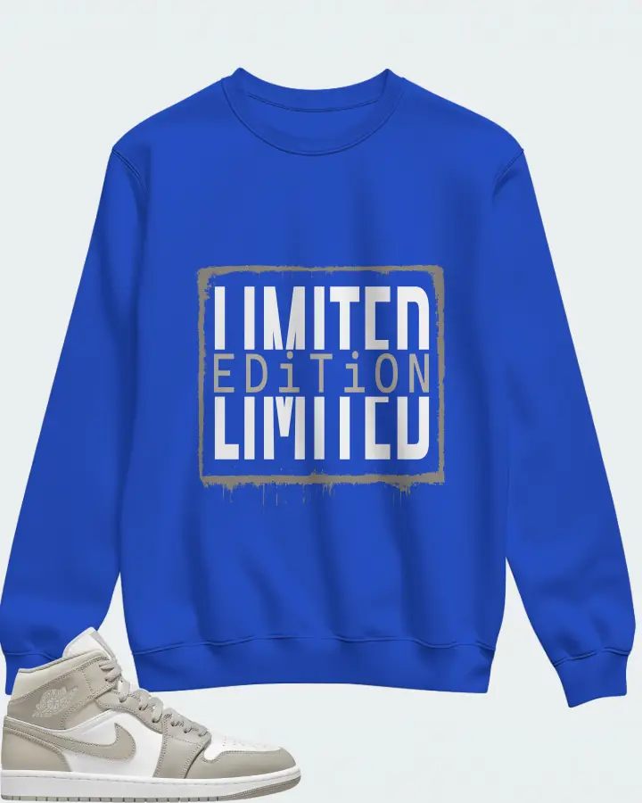 Jordan 1 Mid Sneaker Matching Royal Blue Sweatshirt - LIMITED EDITION