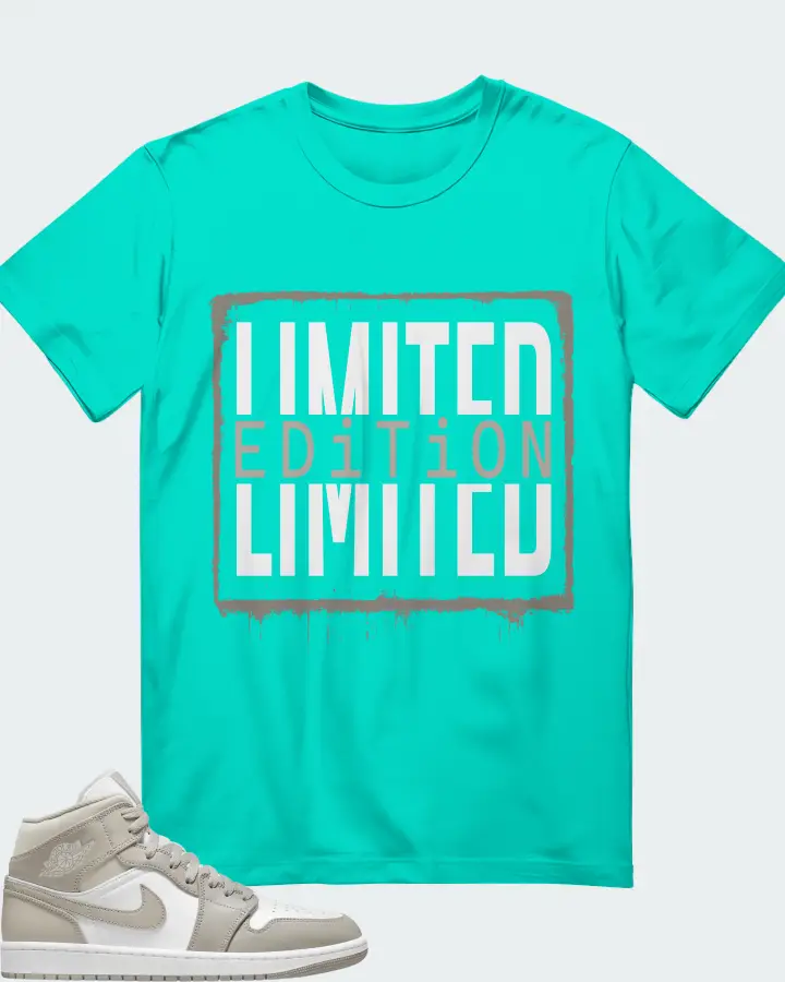 Jordan 1 Mid Sneaker Matching Teal T-Shirt - LIMITED EDITION