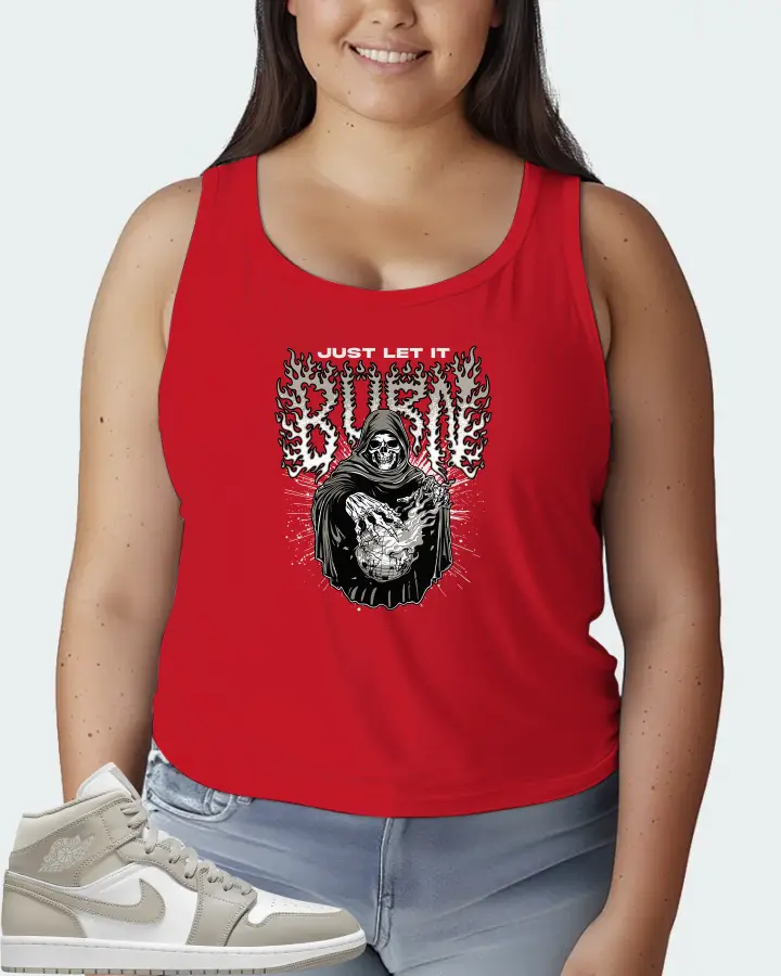 Jordan 1 Mid Sneaker Matching Red Tank Top (Just Let It Burn) - View 7