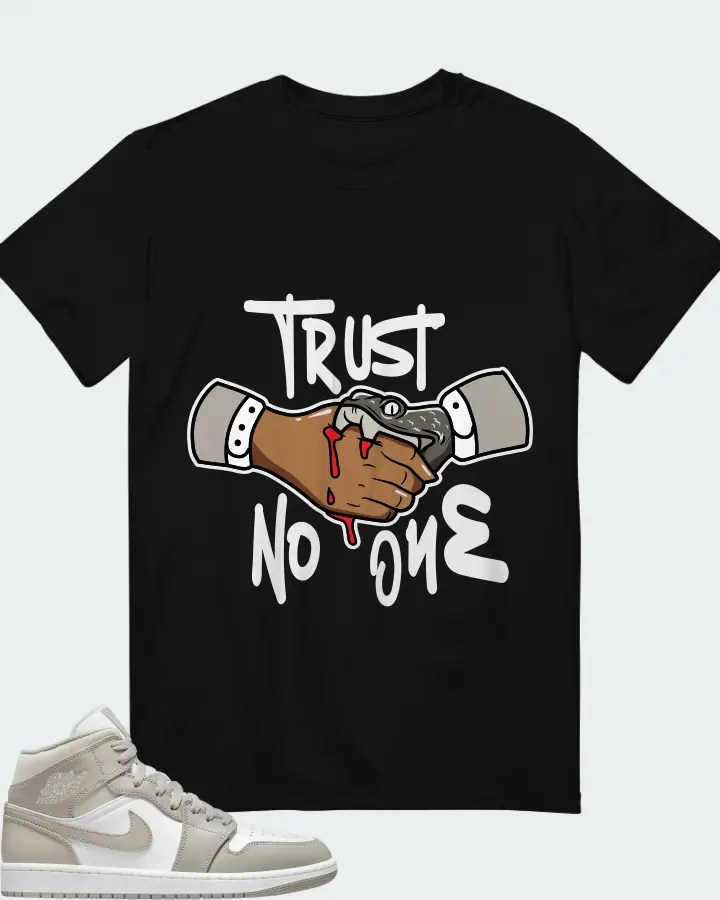 Jordan 1 Mid Sneaker Matching Black T-Shirt - Trust No One