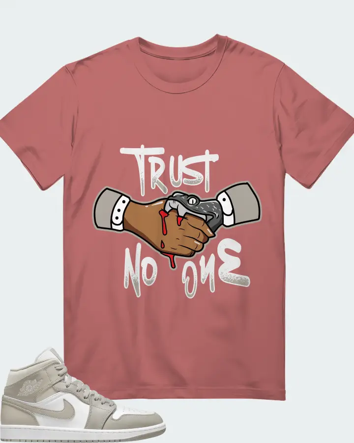 Jordan 1 Mid Sneaker Matching Mauve T-Shirt - Trust No One