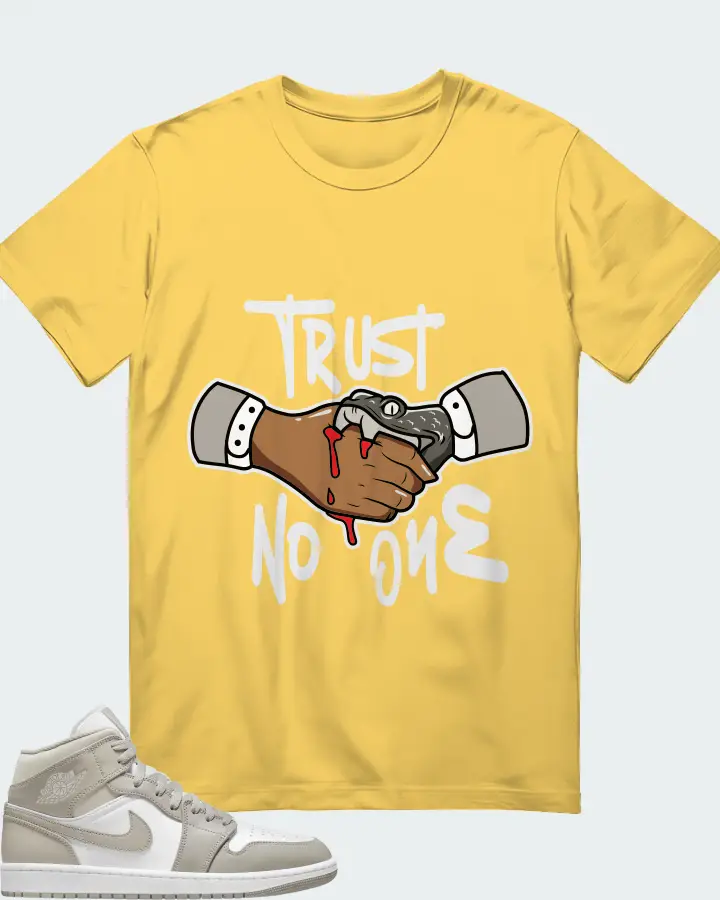 Jordan 1 Mid Sneaker Matching Yellow T-Shirt - Trust No One