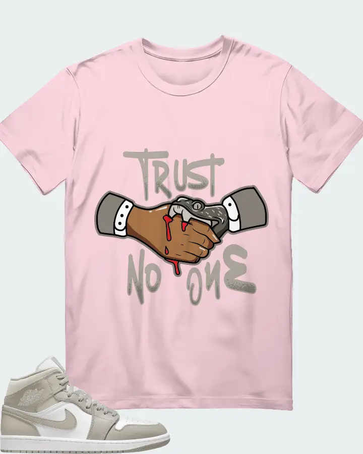 Jordan 1 Mid Sneaker Matching Soft Pink T-Shirt - Trust No One