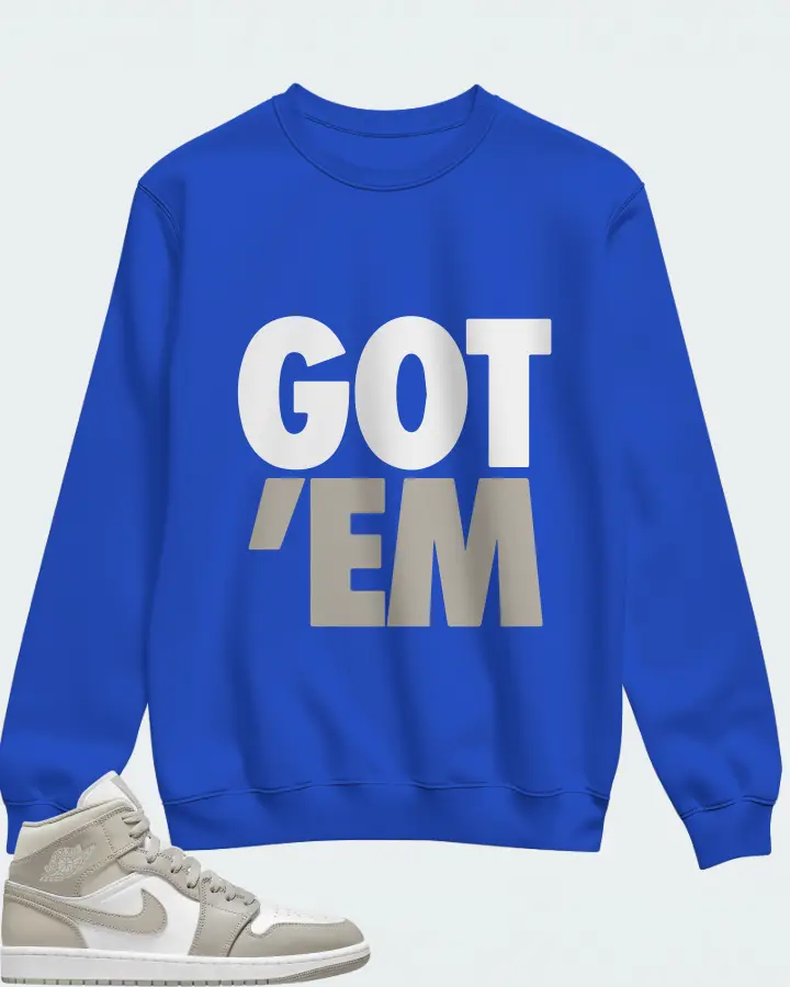 Jordan 1 Mid Sneaker Matching Royal Blue Sweatshirt - Got Em