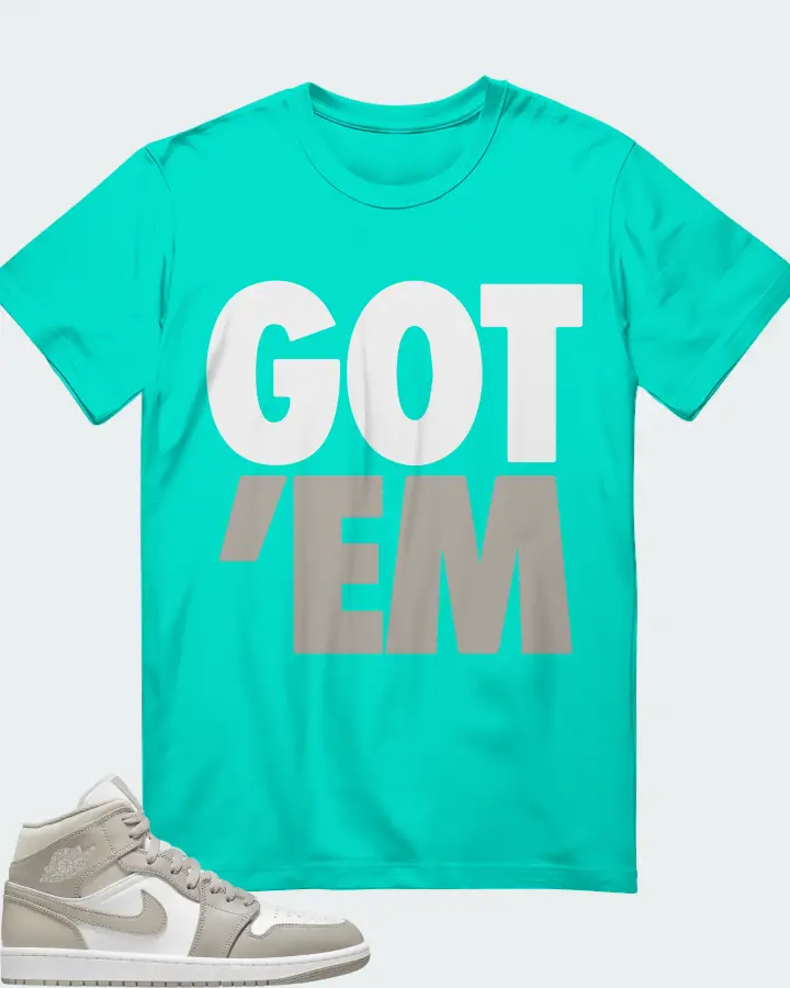 Jordan 1 Mid Sneaker Matching Teal T-Shirt - Got Em