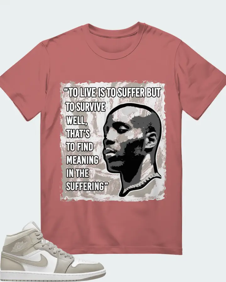 Jordan 1 Mid Sneaker Matching Mauve T-Shirt - DMX Suffer Quote