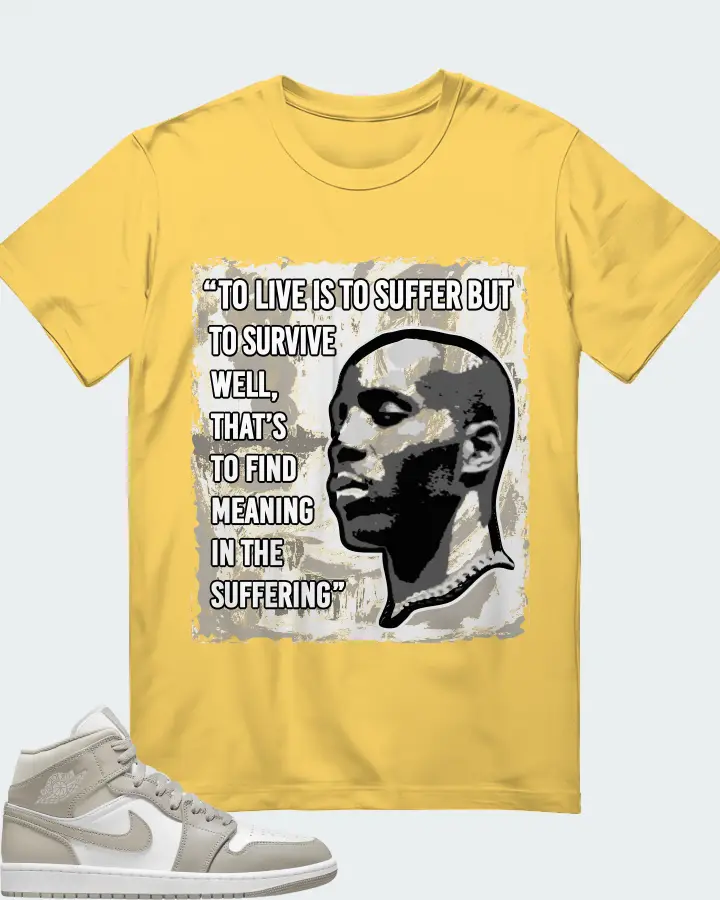 Jordan 1 Mid Sneaker Matching Yellow T-Shirt - DMX Suffer Quote