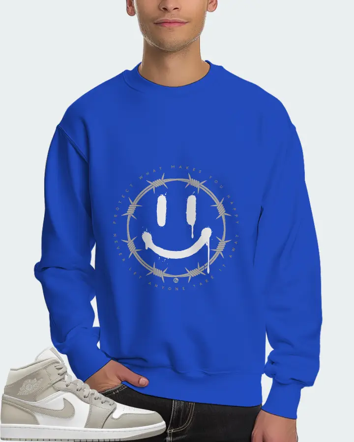 Jordan 1 Mid Sneaker Matching Royal Blue Sweatshirt (PROTECT) - View 4