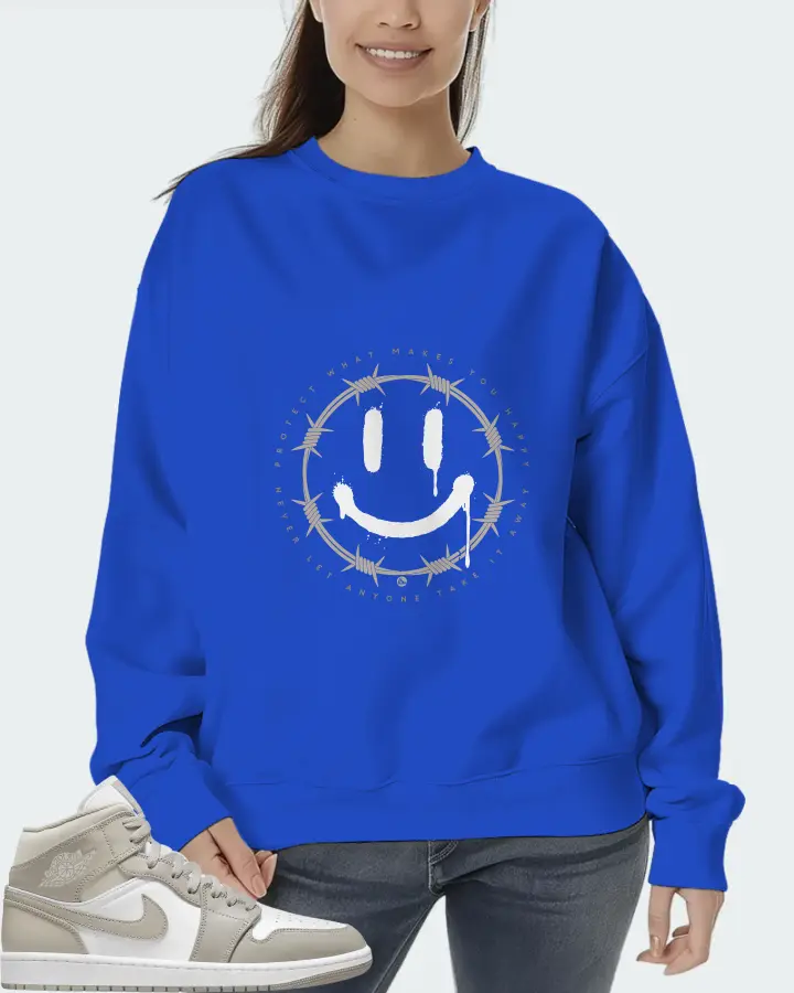 Jordan 1 Mid Sneaker Matching Royal Blue Sweatshirt (PROTECT) - View 5