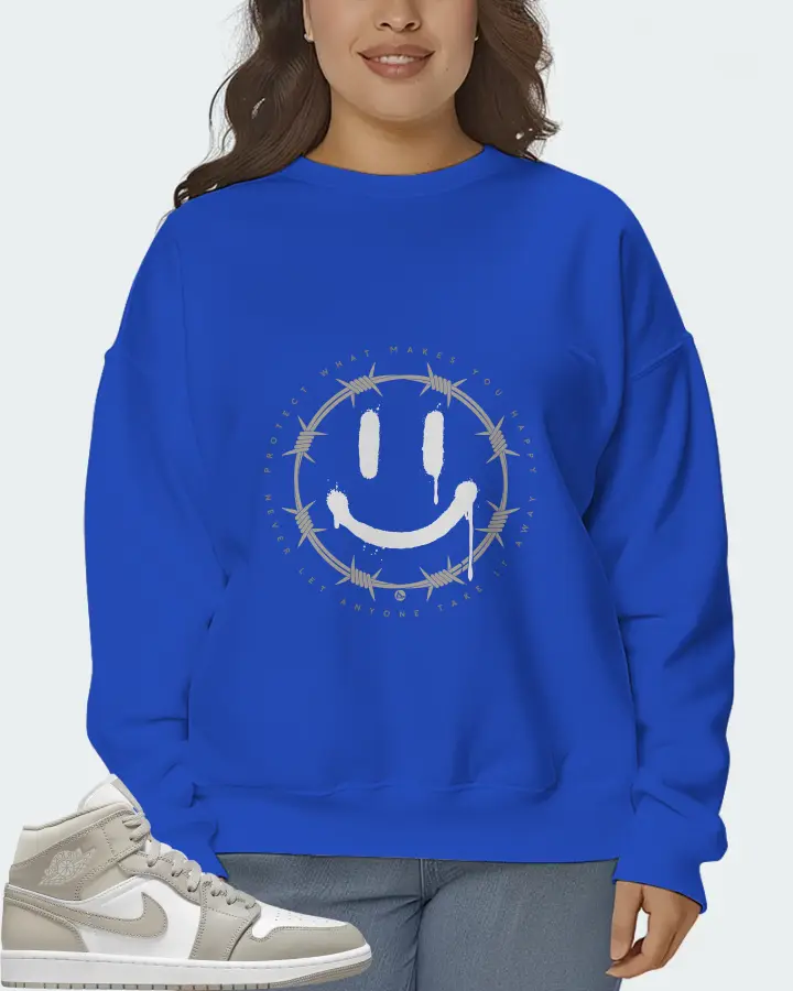 Jordan 1 Mid Sneaker Matching Royal Blue Sweatshirt (PROTECT) - View 7