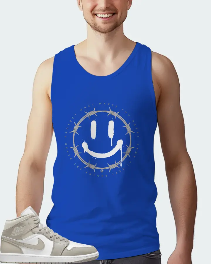 Jordan 1 Mid Sneaker Matching Royal Blue Tank Top (PROTECT) - View 4