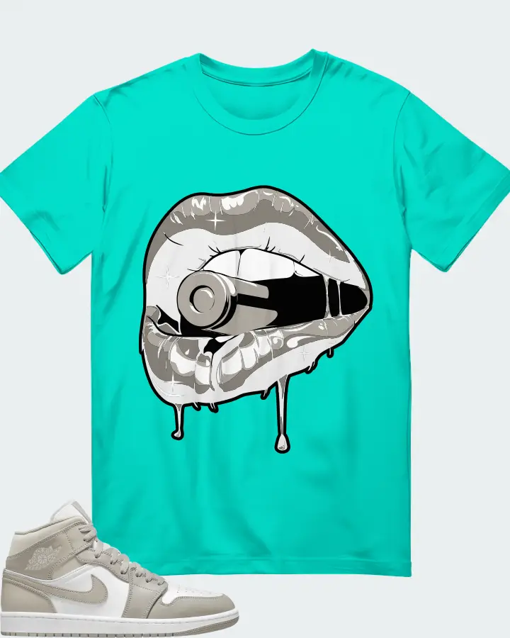Jordan 1 Mid Sneaker Matching Teal T-Shirt - Kiss of Death