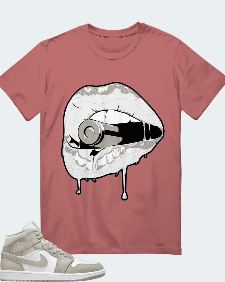 Jordan 1 Mid Sneaker Matching Mauve T-Shirt - Kiss of Death