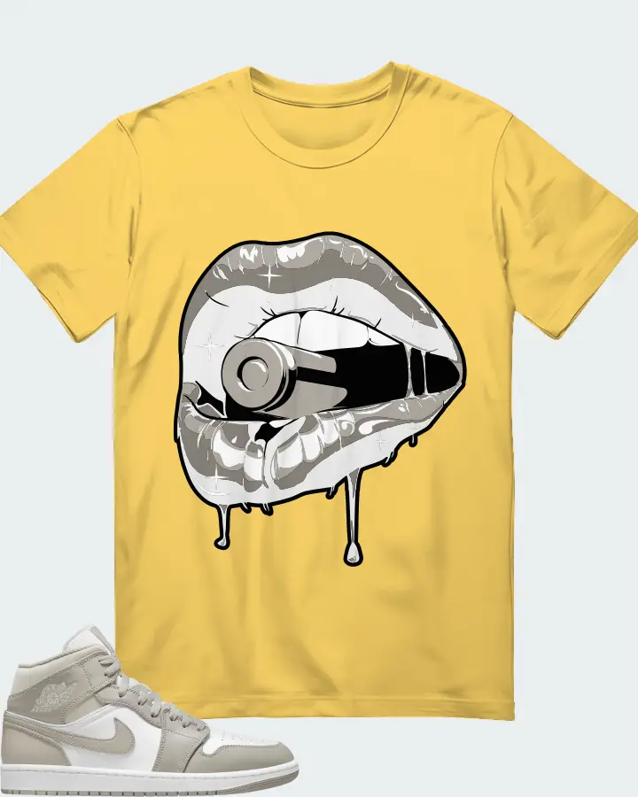 Jordan 1 Mid Sneaker Matching Yellow T-Shirt - Kiss of Death