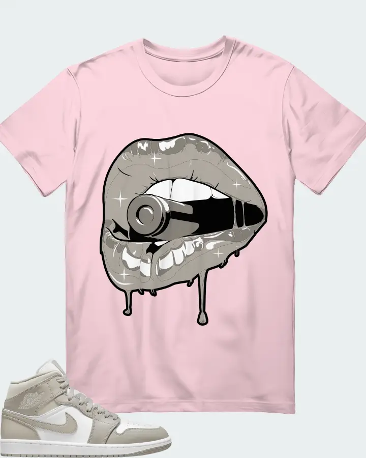 Jordan 1 Mid Sneaker Matching Soft Pink T-Shirt - Kiss of Death