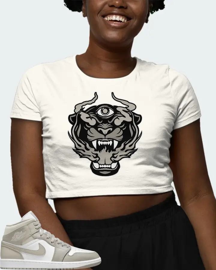 Jordan 1 Mid Sneaker Matching Ecru White Crop Top (The Beast) - View 3