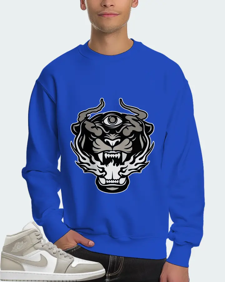 Jordan 1 Mid Sneaker Matching Royal Blue Sweatshirt (The Beast) - View 4