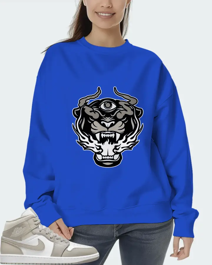 Jordan 1 Mid Sneaker Matching Royal Blue Sweatshirt (The Beast) - View 5