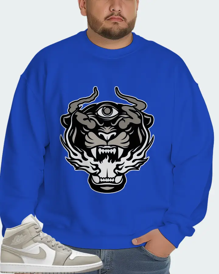 Jordan 1 Mid Sneaker Matching Royal Blue Sweatshirt (The Beast) - View 6