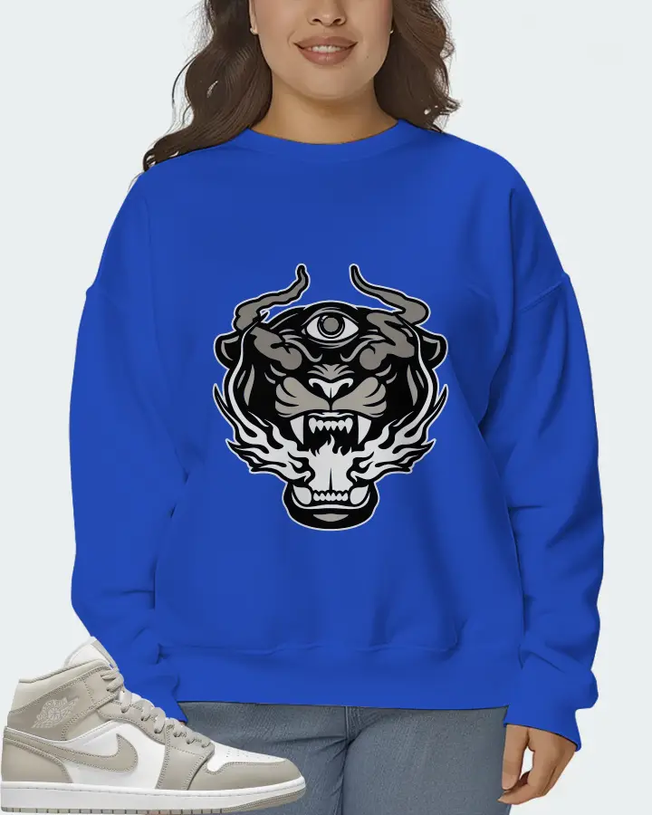 Jordan 1 Mid Sneaker Matching Royal Blue Sweatshirt (The Beast) - View 7