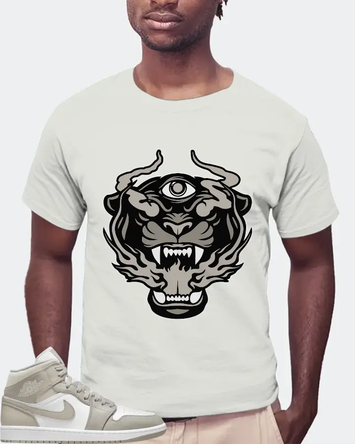 Jordan 1 Mid Sneaker Matching Silver T-Shirt (The Beast) - View 4