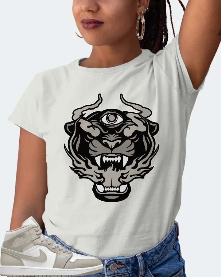 Jordan 1 Mid Sneaker Matching Silver T-Shirt (The Beast) - View 5