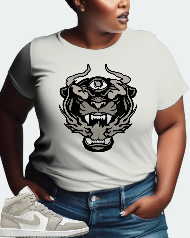 Jordan 1 Mid Sneaker Matching Silver T-Shirt (The Beast) - View 9